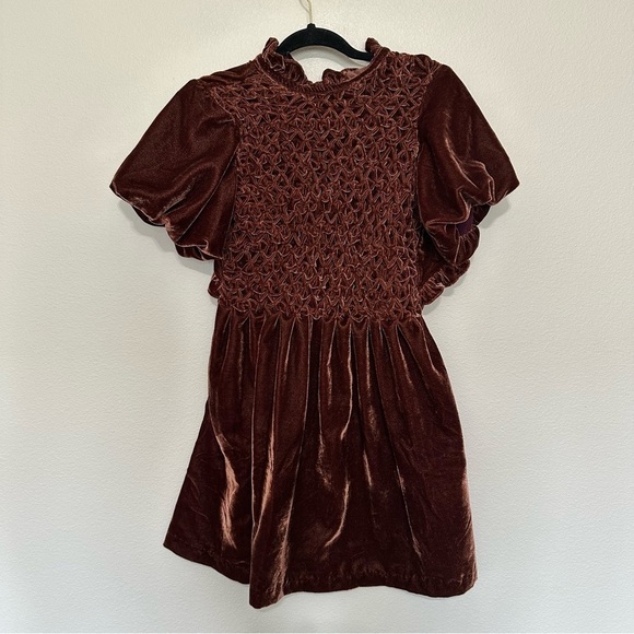 NWT Free People OB1362945 Gum Drop Mini Dress size XS Chocolate Brown Velvet - Picture 1 of 4
